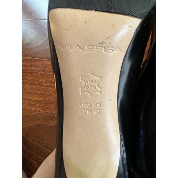 Via Spiga Leopard Fur Heels Peep Toe Heeled Boots Lace Up Black Leather Trim 6 M - Picture 6 of 7